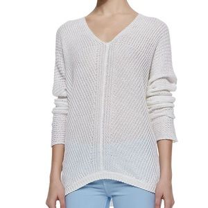 Vince White V-Neck Knit Sweater